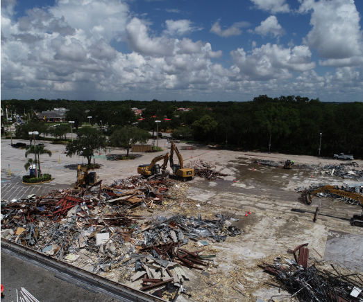 Aerial view of a PAW demolition site