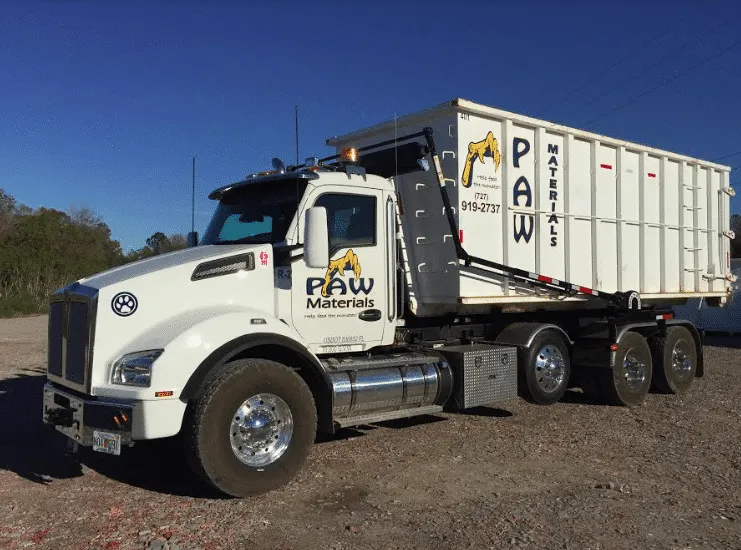 PAW Materials roll-off dumpster container truck